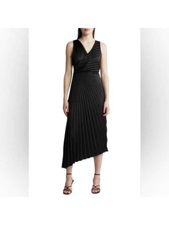 Sam Edelman Dresses & Skirts - Sam Edelman Pleated Asymmetric Hem Satin Dress